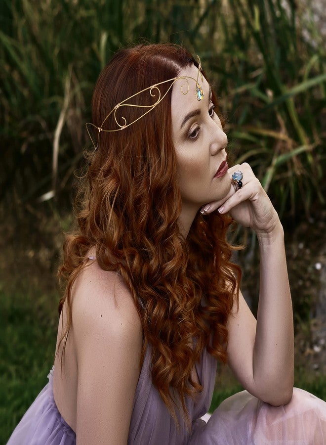 CoTeeZa Wedding Headband Fairy Circlet King and Queen Viking Crown Medieval Headpiece Elf Tiara Cosplay Costume Adjustable Cross Wreath Men Women Birthday Hair Accessory for Quinceaner Prom Party - Image 3
